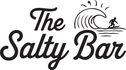 The Salty Bar Logo A Surfer Riding a Wave - Perfect for Beach-Themed Branding and Coastal Businesses