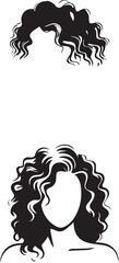 Curly hair set vector illustrations of female hairstyles for beauty or fashion design projects