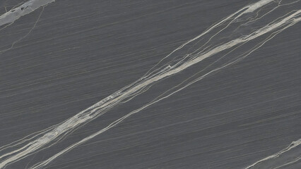 Luxurious dark gray marble texture with dynamic white and beige diagonal veining pattern background.