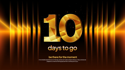 Golden Countdown Number 10 - Premium Gold Ten Days to Go Event Teaser and Announcement Background