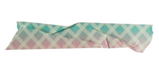 Ripped torn paper adhesive colorful grid pattern masking tape on transparent background, washi tape design element