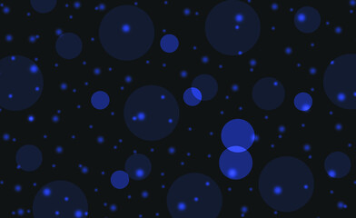 Abstract dark blue bokeh lights and glowing circles background