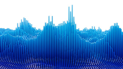 Abstract Blue Data Visualization Spectrum Showing Dynamic Sound Frequency Equalizer Graph Background.