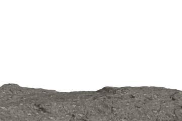 Irregular horizon line separates a dark, empty space above from a close-up view of coarse, uneven gray ground with visible texture and small stones