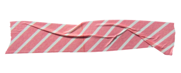 Ripped torn striped red adhesive tape on transparent background, washi tape design element