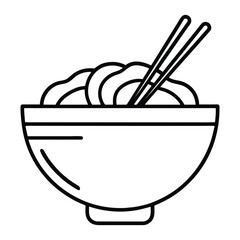 Noodle Bowl Outline Graphic for Restaurant & Menu Illustration