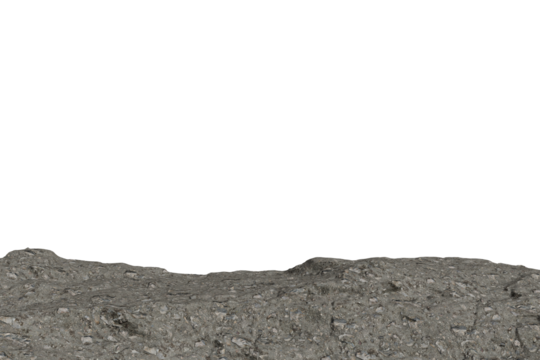 Irregular horizon line separates a dark, empty space above from a close-up view of coarse, uneven gray ground with visible texture and small stones