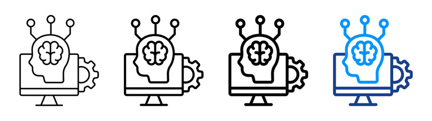 Intelligent System Icon Different Style Outline Collection Set