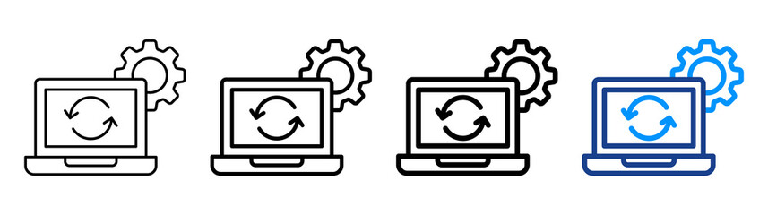 Digital Process Icon Different Style Outline Collection Set