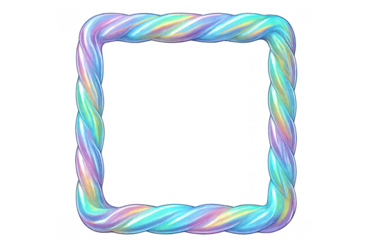 Twisted iridescent pastel rope frame with transparent background