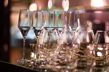 Close-Up of Empty Wine Glasses
