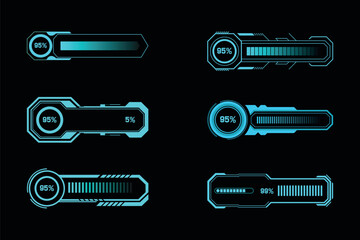 Futuristic Neon HUD Loading Bars Interface Set Collection