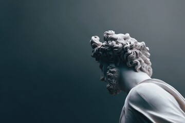 Sculpture of a regal bearded male figure in thoughtful pose