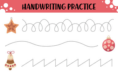 Christmas Handwriting Practice Worksheet for Preschool