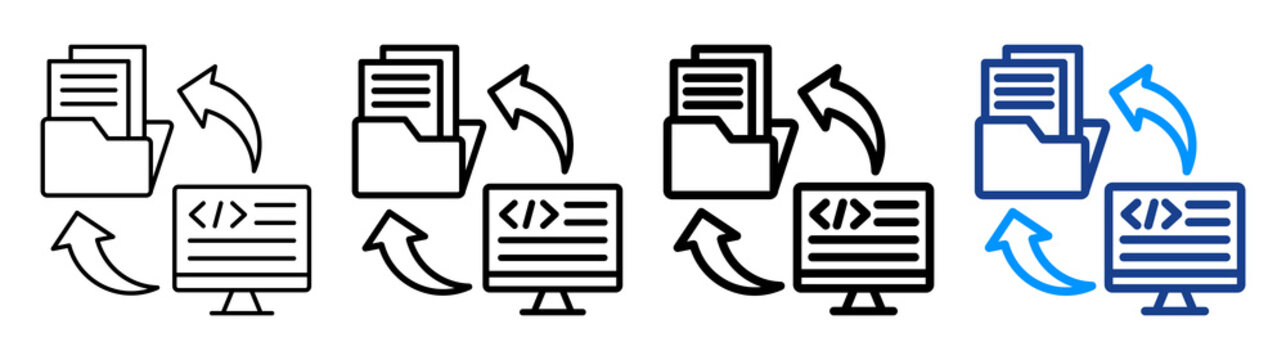 Code Repository Icon Different Style Outline Collection Set