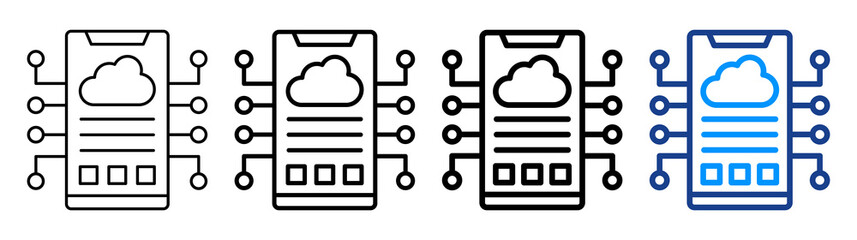Mobile Cloud Icon Different Style Outline Collection Set