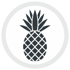 Obraz premium Stylized dark gray pineapple icon with a light gray circular border isolated on a white background