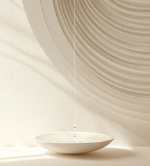 Creamy, minimalist scene with liquid drop