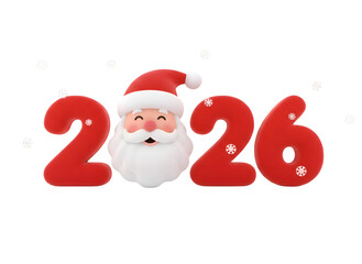 Festive Santa Claus 2026 Year Celebration Banner - Merry Christmas & Happy New Year Design on white background