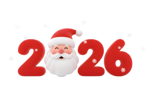 Festive Santa Claus 2026 Year Celebration Banner - Merry Christmas & Happy New Year Design on white background