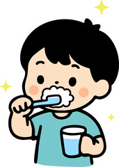 Happy Child Brushing Teeth