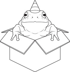 Frog Birthday Party hat Animal Vector Graphic Art Illustration