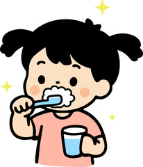 Happy Child Brushing Teeth