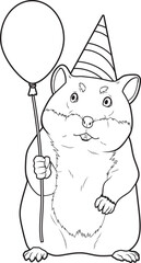 Hamster Birthday Balloon Animal Vector Graphic Art Illustration