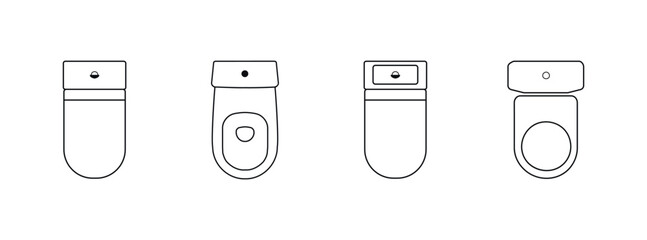 CAD drawings. View from above. A set of ceramic toilet bowls. Toilet. For the design of buildings and structures