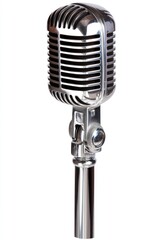 Vintage microphone, polished chrome, retro style