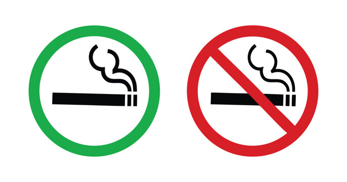 No smoking and smoking area sign set 
