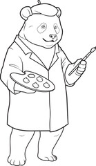 Panda Painter Paintbrush Painting Animal Vector Graphic Art Illustration