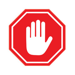 Obraz premium Red stop sign with hand icon 