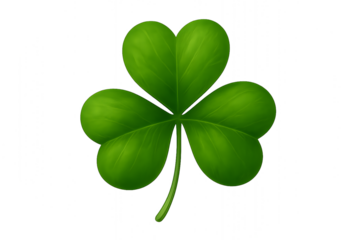 Green Shamrock Leaf Isolated on Transparent Background