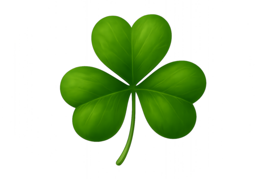 Green Shamrock Leaf Isolated on Transparent Background