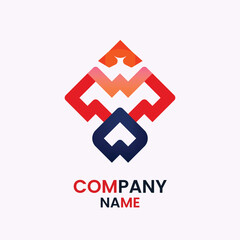 Obraz premium Abstract Geometric Modern Logo Design in Gradient Red and Blue