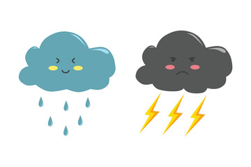 cute weather cloud characters illustration