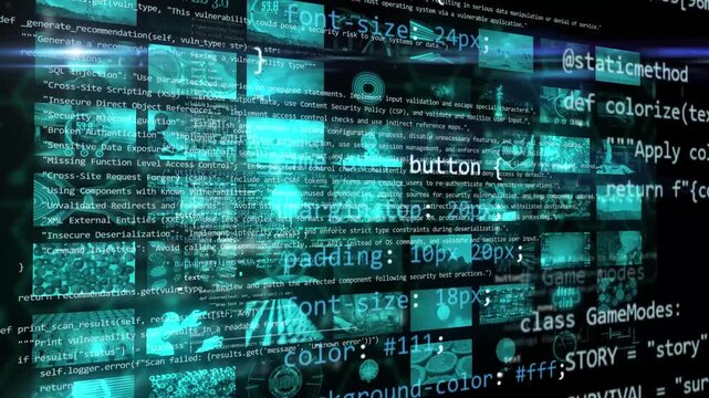 Perfect modern 3d animation of coding language and broadcasting media source. Streaming bundles with programming overlay in glowing effect