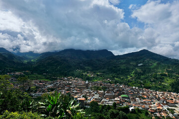 Aerial view of the famous town of Jardín in Colombia.