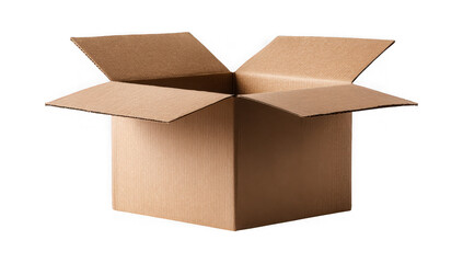 Versatile cardboard box, open and ready for shipping, moving or creative storage isolated on a transparent background