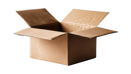 Open cardboard box ready for packing, moving, or storage, perfect for e-commerce isolated on a transparent background
