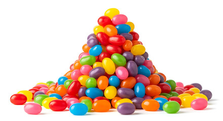Vibrant Pile of Assorted Jelly Beans Candy on White