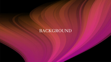 Black, orange and pink abstract background with sharp wavy lines and gradient transition, dynamic flame shape. Inclined bends