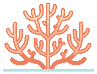 Fototapeta premium Illustration of a coral with orange strokes and light blue base stroke