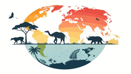 Obraz premium A single illustrative icon showing animal extinction on the globe