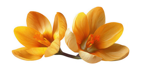 Vibrant golden crocus blooms bring a touch of spring to designs and creative projects isolated on a transparent background
