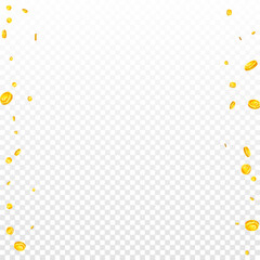 European Union Euro coins falling. Scattered gold