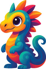A funny baby dinosaur monster character vector illustration design featuring a wild dragon or snake animal symbol of nature and fun art with color for new year's cartoon animals