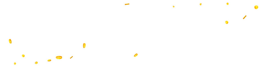 Korean won coins falling. Scattered gold WON