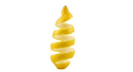 Lemon peel spiral isolated on transparent background garnish element